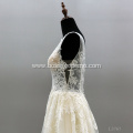 Elegant Vestido De Renda Lace Long Sleeve Open Back A Line wedding dress bridal gown evening